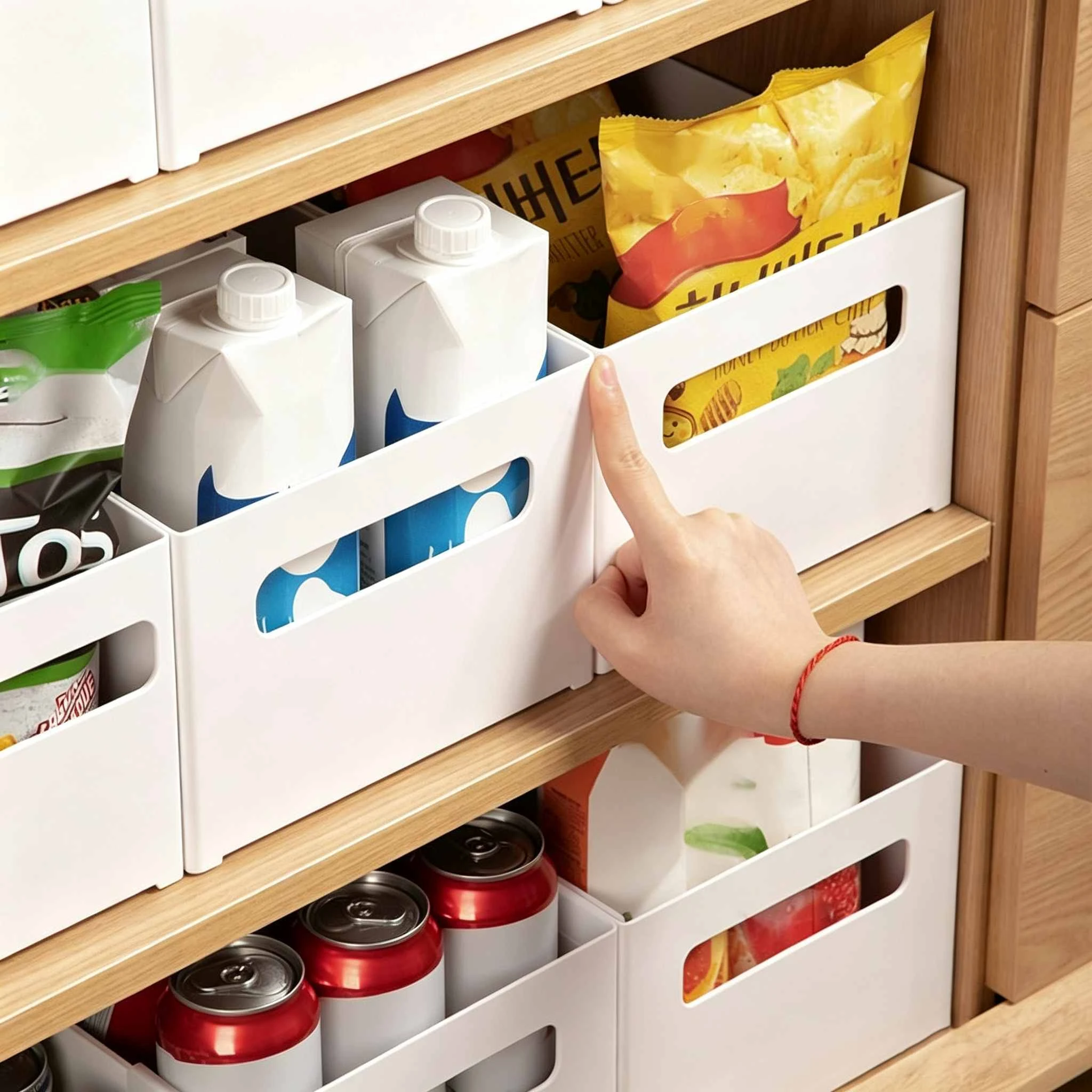 キャビネットコーナーのプラスチック製収納箱